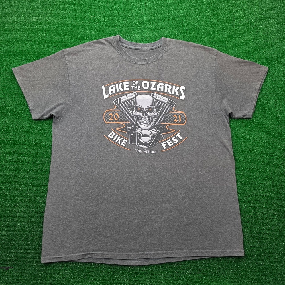 Lake of the Ozarks Bikefest Skull Graphic Tshirt Mens XL Gray 2021 Missouri